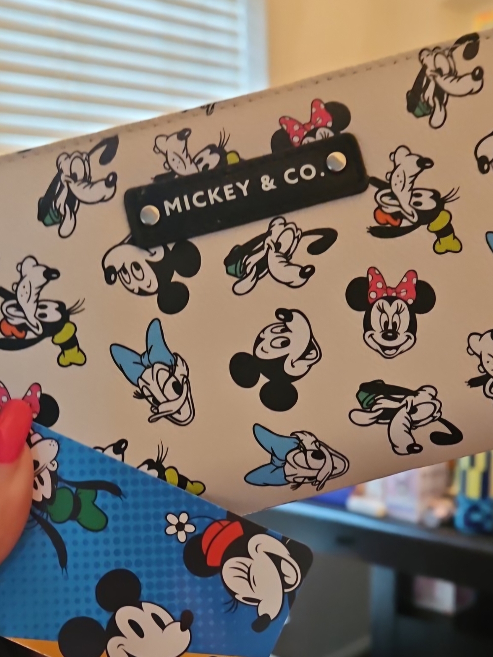 Kids White Disney Character Wallet - Minnie & Mickey Print Wristlet